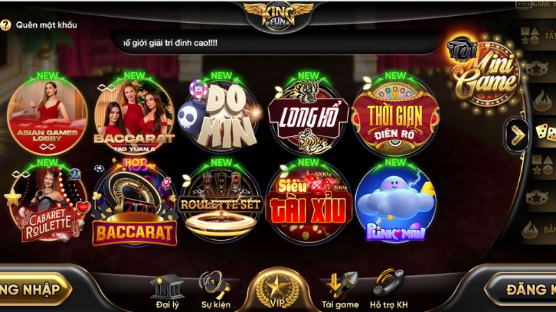 Đa dạng các thể loại game bài đổi thưởng tại Kingfun