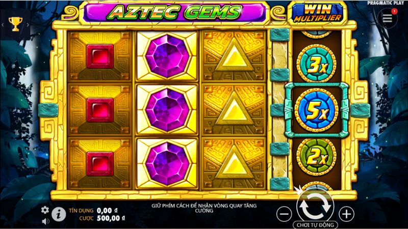 Nổ hũ 3 Game đá quý Aztec nổi bật với hiệu ứng đá quý lấp lánh